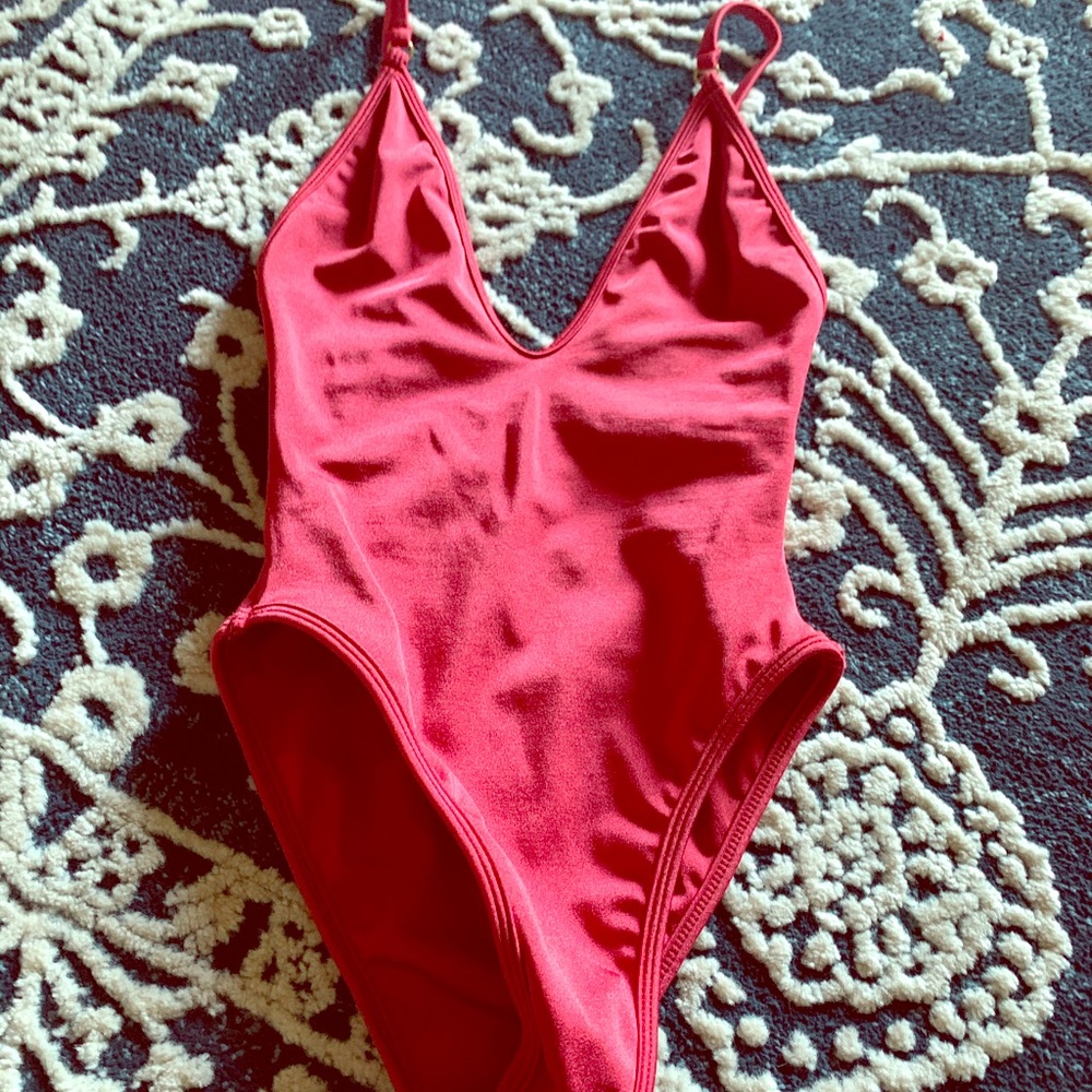 Red one piece swimsuit